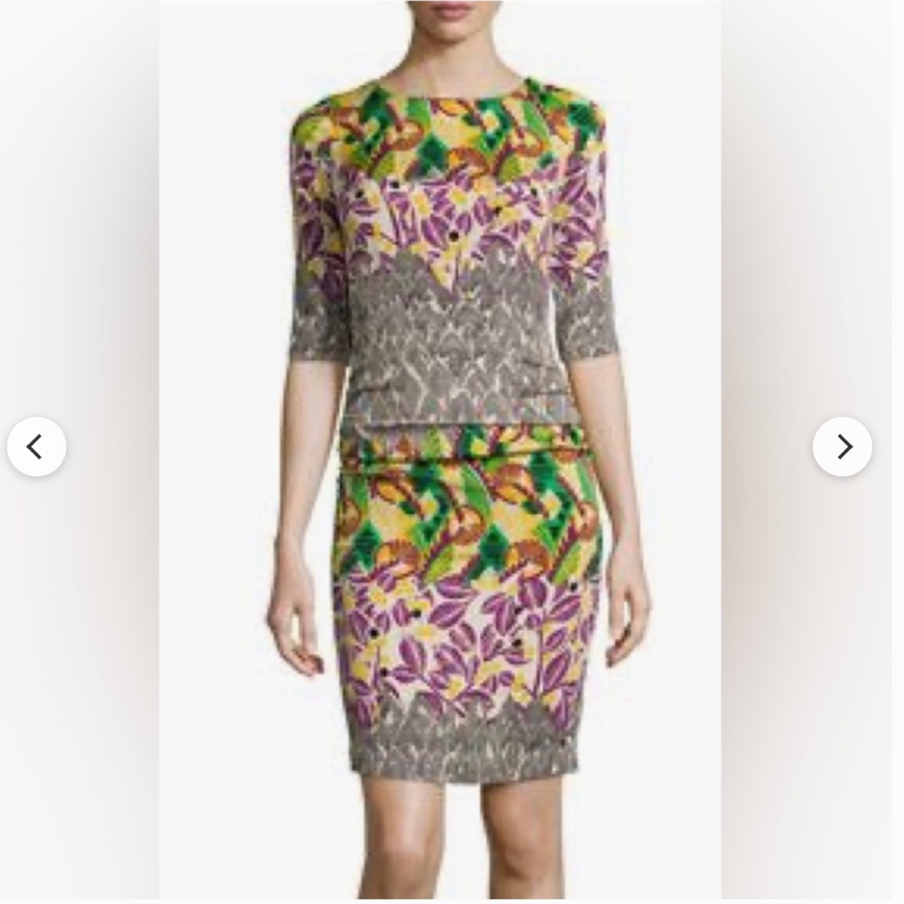 Anthropologie Tracy Reese t-back multi color dress in a spliced nouveau print